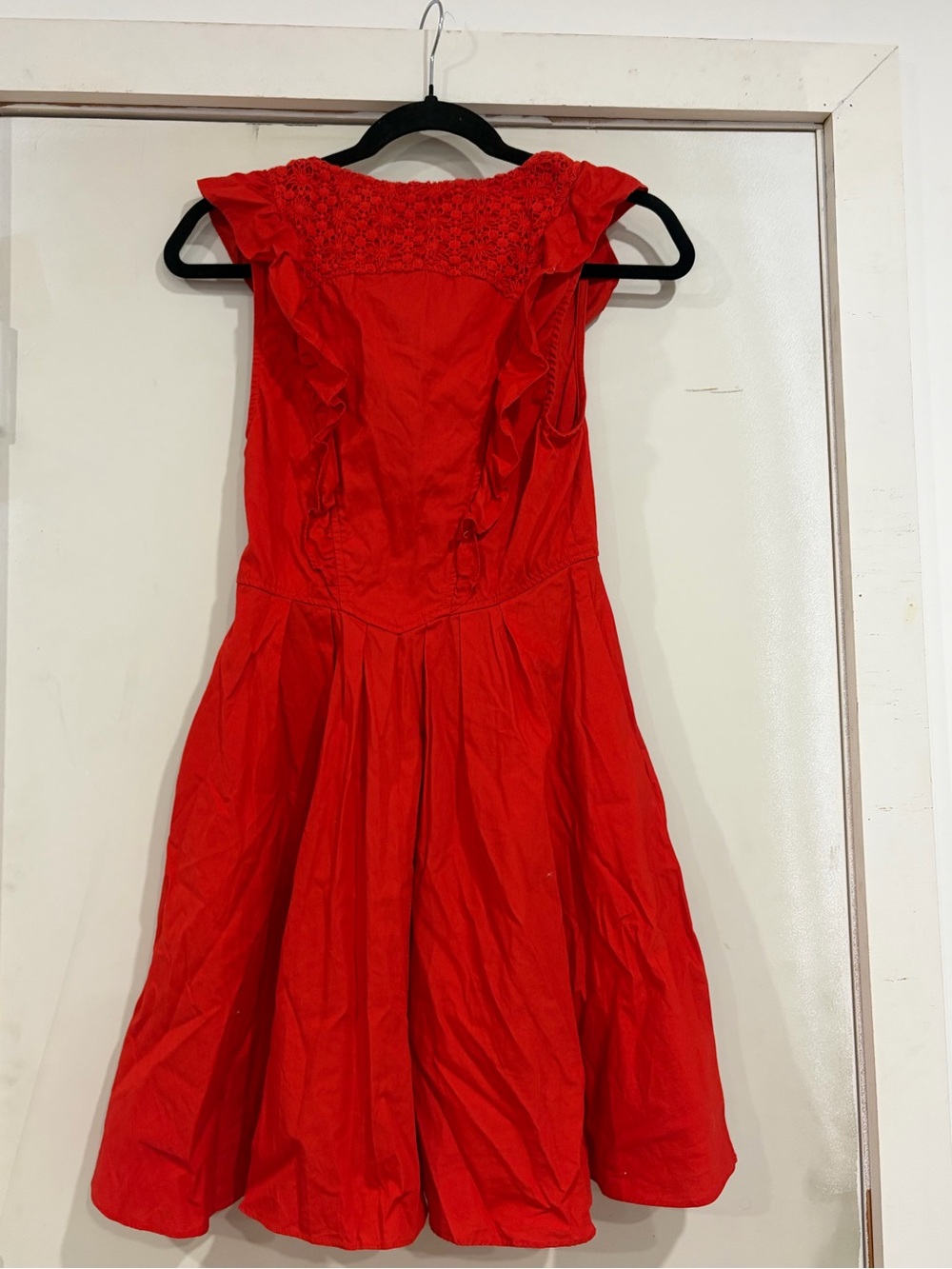 Free People Vibrant Red Ruffle Mini Dress